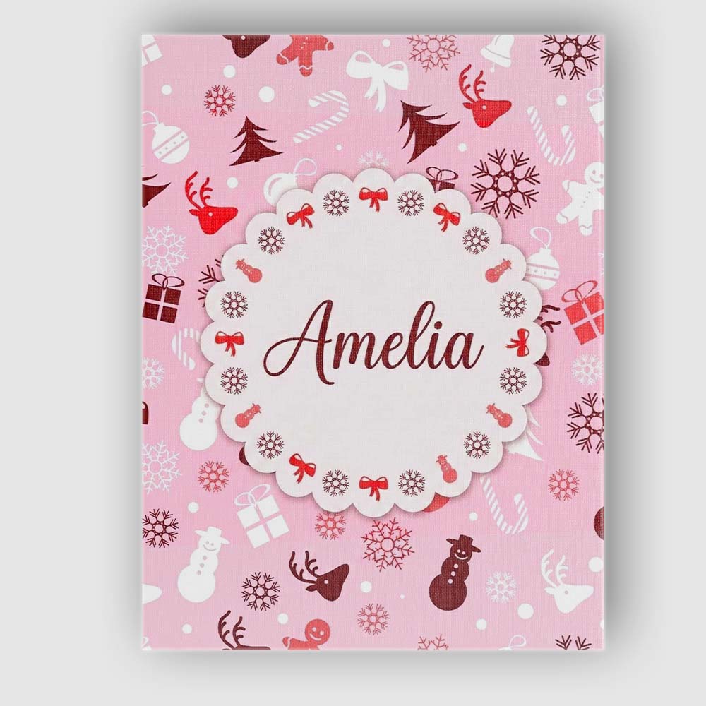 Personalised Name Cute Christmas Snowman Custom  Unique Gift Idea Elegant Feature Canvas Wall Art Print Decor Picture Ready to Hang