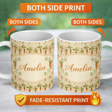 Personalized Custom Name Farmhouse Style Hand Drawn Carrot Repeat Distressed Texture Design 11oz Ceramic Coffee Tea Mug White Large Handle