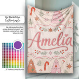 Scandinavian Style Christmas Trees Candy Cane Cute Seamless Pattern  Personalised Custom Name Super Soft Fleece Blanket Bed Sofa Throw