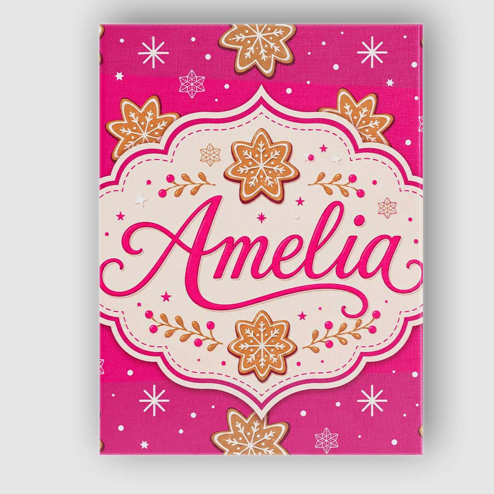 Personalised Name Festive Gingerbread Custom Modern Room Accent Creative Decorator Style Canvas Wall Art Print Decor Picture Ready to Hang