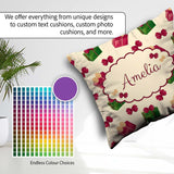 Custom Name Christmas Gift Boxes Bows Red Green Holiday Seamless Square Filled Cushion Throw Pillow Sofa Bed Home Decor Zip Washable UK Made