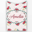 Poinsettia Flower Christmas Bell Holly Seamless Pattern Lovely  Personalised Custom Name Super Soft Fleece Blanket Bed Sofa Throw