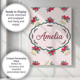Personalised Name Poinsettia Flower Christmas Custom Unique Gift Idea Modern Room Accent Canvas Wall Art Print Decor Picture Ready to Hang