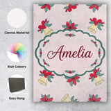 Personalised Name Poinsettia Flower Christmas Custom Unique Gift Idea Modern Room Accent Canvas Wall Art Print Decor Picture Ready to Hang