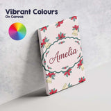 Personalised Name Poinsettia Flower Christmas Custom Unique Gift Idea Modern Room Accent Canvas Wall Art Print Decor Picture Ready to Hang