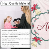 Poinsettia Flower Christmas Bell Holly Seamless Pattern Lovely  Personalised Custom Name Super Soft Fleece Blanket Bed Sofa Throw