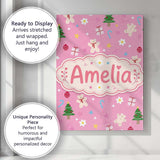 Personalised Name Cute Christmas Teddy Custom  Modern Room Accent Elegant Feature Canvas Wall Art Print Decor Picture Ready to Hang