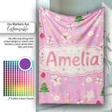 Cute Christmas Teddy Gingerbread Tree Candy Seamless Pattern Lovely  Personalised Custom Name Super Soft Fleece Blanket Bed Sofa Throw