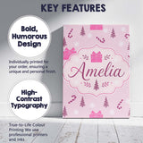 Personalised Name Cute Pink Christmas Gifts Custom  Bespoke Interior Contemporary Canvas Wall Art Print Decor Picture Ready to Hang