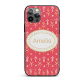 Minimalist Christmas Tree Arrow Pattern Red Gold Custom Name Protective Phone Case Mobile Cover Durable Everyday Smartphone Shock Resistant