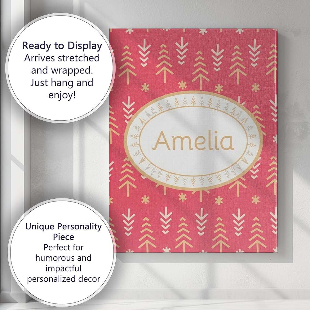Personalised Name Minimalist Christmas Tree Custom  Bespoke Interior Contemporary Canvas Wall Art Print Decor Picture Ready to Hang