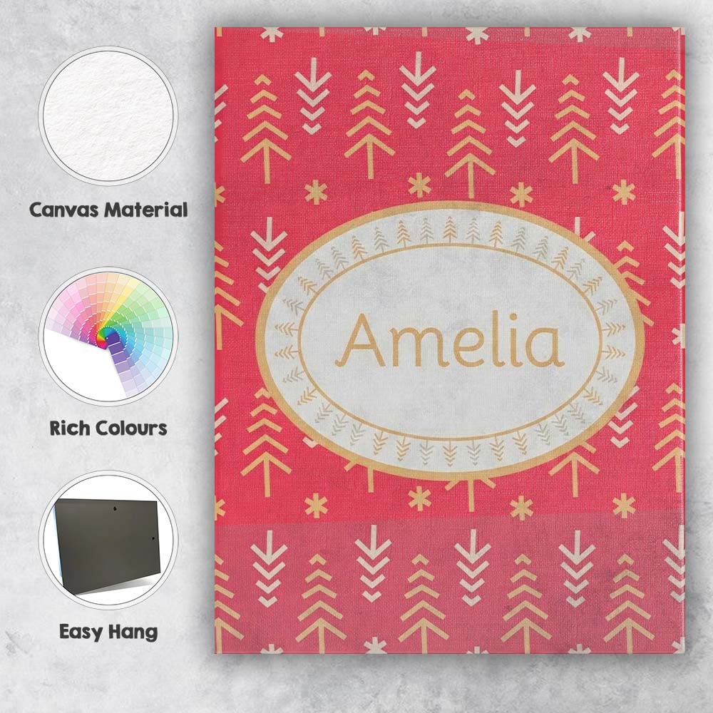 Personalised Name Minimalist Christmas Tree Custom  Bespoke Interior Contemporary Canvas Wall Art Print Decor Picture Ready to Hang