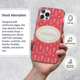 Minimalist Christmas Tree Arrow Pattern Red Gold Custom Name Protective Phone Case Mobile Cover Durable Everyday Smartphone Shock Resistant