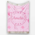 Cute Reindeer Snowflake Christmas Stocking Pink Seamless Pattern  Personalised Custom Name Super Soft Fleece Blanket Bed Sofa Throw