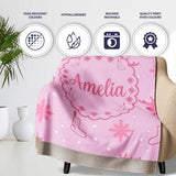Cute Reindeer Snowflake Christmas Stocking Pink Seamless Pattern  Personalised Custom Name Super Soft Fleece Blanket Bed Sofa Throw
