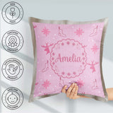 Custom Name Reindeer Snowflake Christmas Stocking Pink Seamless Square Filled Cushion Throw Pillow Sofa Bed Home Decor Zip Washable UK Made