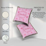 Custom Name Reindeer Snowflake Christmas Stocking Pink Seamless Square Filled Cushion Throw Pillow Sofa Bed Home Decor Zip Washable UK Made