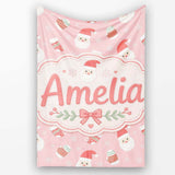 Cute Santa Claus Mittens Socks Christmas Seamless Pattern Lovely  Personalised Custom Name Super Soft Fleece Blanket Bed Sofa Throw