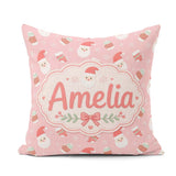 Custom Name Santa Claus Mittens Socks Christmas Seamless Pattern Square Filled Cushion Throw Pillow Sofa Bed Home Decor Zip Washable UK Made