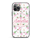 Watercolor Christmas Snow Globe Tree Holiday Custom Name Protective Phone Case Mobile Cover Durable Everyday Smartphone Shock Resistant