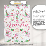 Watercolor Christmas Snow Globe Tree Holiday Seamless Pattern Lovely  Personalised Custom Name Super Soft Fleece Blanket Bed Sofa Throw