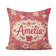 Custom Name Watercolor Christmas Sweets Festive Seamless Pattern Square Filled Cushion Throw Pillow Sofa Bed Home Decor Zip Washable UK Made