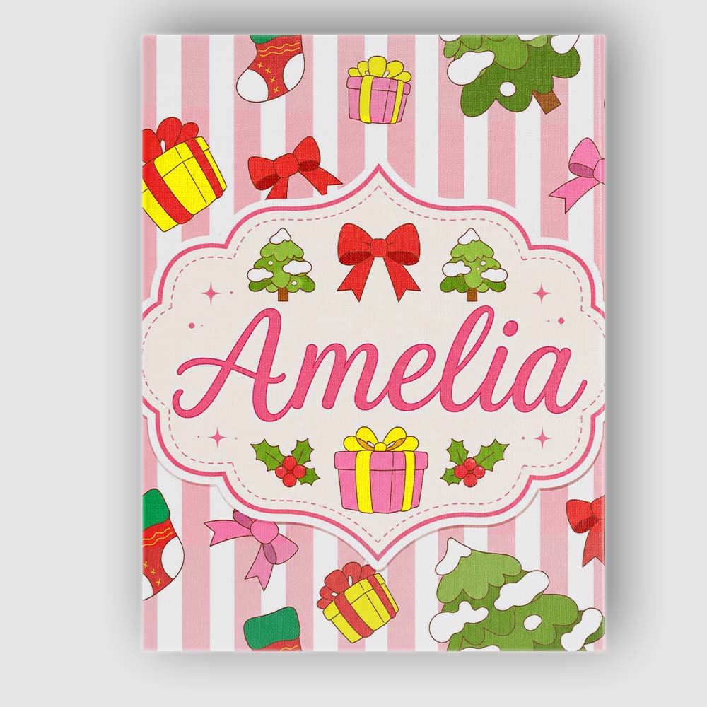 Personalised Name Cute Christmas Tree Custom  Unique Gift Idea Modern Room Accent Canvas Wall Art Print Decor Picture Ready to Hang