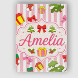 Personalised Name Cute Christmas Tree Custom  Unique Gift Idea Modern Room Accent Canvas Wall Art Print Decor Picture Ready to Hang
