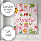 Personalised Name Cute Christmas Tree Custom  Unique Gift Idea Modern Room Accent Canvas Wall Art Print Decor Picture Ready to Hang