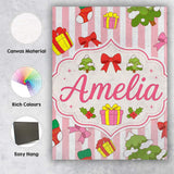 Personalised Name Cute Christmas Tree Custom  Unique Gift Idea Modern Room Accent Canvas Wall Art Print Decor Picture Ready to Hang