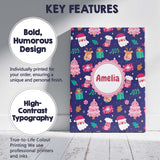 Personalised Name Cute Santa Reindeer Tree Custom  Unique Gift Idea Elegant Feature Canvas Wall Art Print Decor Picture Ready to Hang