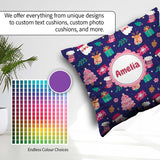 Custom Name Santa Reindeer Tree Festive Night Seamless Pattern Square Filled Cushion Throw Pillow Sofa Bed Home Decor Zip Washable UK Made