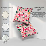 Custom Name Cute Gingerbread Candy Cane Christmas Tree Seamless Square Filled Cushion Throw Pillow Sofa Bed Home Decor Zip Washable UK Made