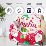 Cute Santa Snowman Gift Merry Christmas Seamless Pattern Lovely  Personalised Custom Name Super Soft Fleece Blanket Bed Sofa Throw