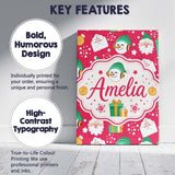 Personalised Name Cute Santa Snowman Custom  Contemporary Display Elegant Feature Canvas Wall Art Print Decor Picture Ready to Hang