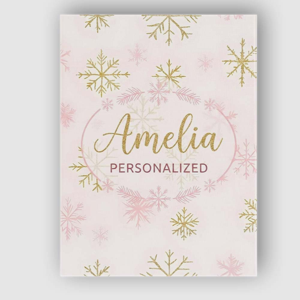 Personalised Name Elegant Gold Snowflake Custom  Interior Decorative Contemporary Canvas Wall Art Print Decor Picture Ready to Hang