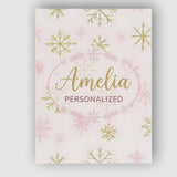 Personalised Name Elegant Gold Snowflake Custom  Interior Decorative Contemporary Canvas Wall Art Print Decor Picture Ready to Hang