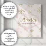 Personalised Name Elegant Gold Snowflake Custom  Interior Decorative Contemporary Canvas Wall Art Print Decor Picture Ready to Hang