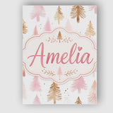 Personalised Name Elegant Gold Pink Christmas Custom Unique Gift Idea Modern Room Accent Canvas Wall Art Print Decor Picture Ready to Hang