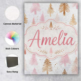 Personalised Name Elegant Gold Pink Christmas Custom Unique Gift Idea Modern Room Accent Canvas Wall Art Print Decor Picture Ready to Hang