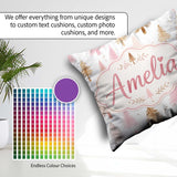 Custom Name Elegant Gold Pink Christmas Tree Watercolor Seamless Square Filled Cushion Throw Pillow Sofa Bed Home Decor Zip Washable UK Made