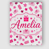 Personalised Name Cute Pink Gift Box Star Custom  Bespoke Decorative Contemporary Canvas Wall Art Print Decor Picture Ready to Hang