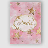 Personalised Name Elegant Gold Star Pink Custom  Interior Decorative Contemporary Canvas Wall Art Print Decor Picture Ready to Hang