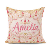 Custom Name Luxury Champagne Gold Glitter Party Seamless Pattern Square Filled Cushion Throw Pillow Sofa Bed Home Decor Zip Washable UK Made