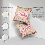 Custom Name Luxury Champagne Gold Glitter Party Seamless Pattern Square Filled Cushion Throw Pillow Sofa Bed Home Decor Zip Washable UK Made