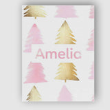 Personalised Name Minimal Gold Pink Christmas Custom Unique Gift Idea Modern Room Accent Canvas Wall Art Print Decor Picture Ready to Hang