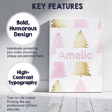 Personalised Name Minimal Gold Pink Christmas Custom Unique Gift Idea Modern Room Accent Canvas Wall Art Print Decor Picture Ready to Hang