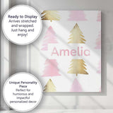 Personalised Name Minimal Gold Pink Christmas Custom Unique Gift Idea Modern Room Accent Canvas Wall Art Print Decor Picture Ready to Hang