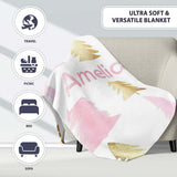 Minimal Gold Pink Christmas Tree Seamless Pattern Cute Unique Gift  Personalised Custom Name Super Soft Fleece Blanket Bed Sofa Throw