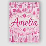Personalised Name Cute Pink Folk Custom Bespoke  Unique Gift Idea Elegant Feature Canvas Wall Art Print Decor Picture Ready to Hang